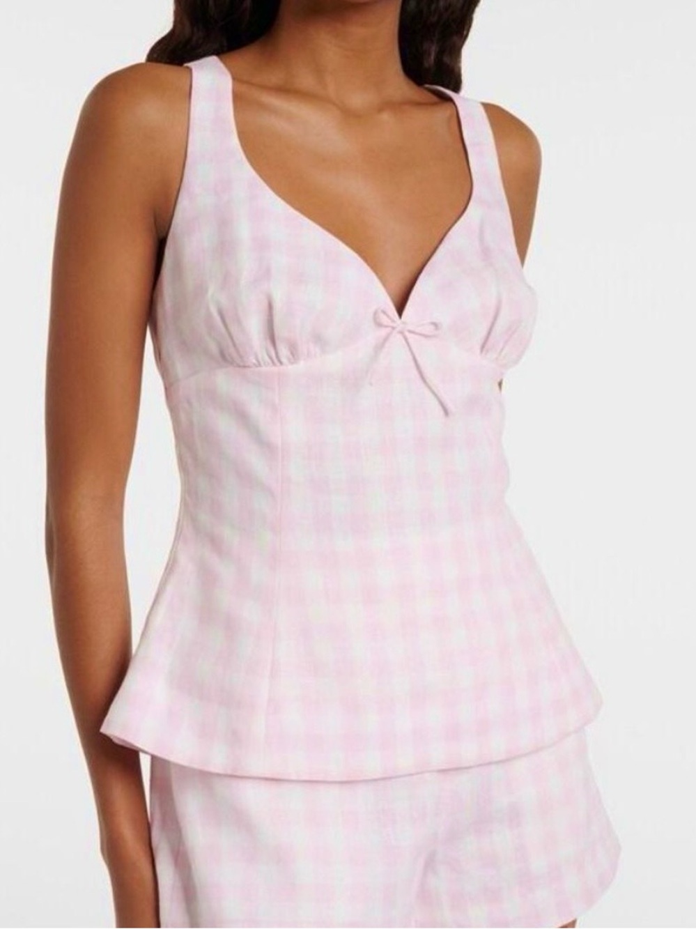 Faithfull the Brand Maturba Pink Gingham Linen Top My Theresa Exclusive XS NWT